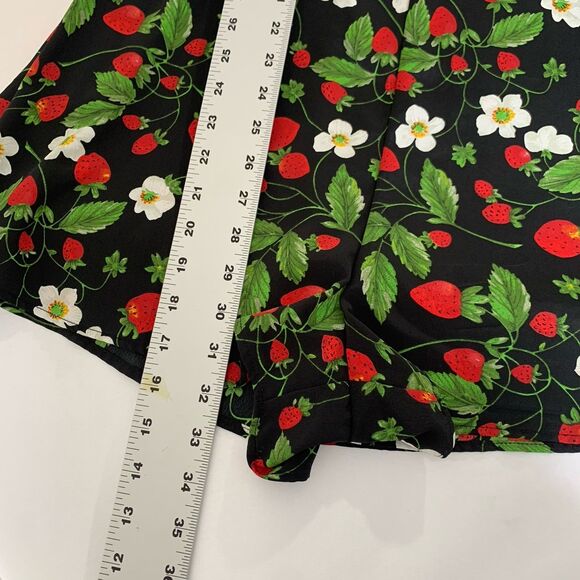 Zara Romper Jumpsuit Women M Black Strawberry Floral Long Sleeve Festival Party - Picture 9 of 11